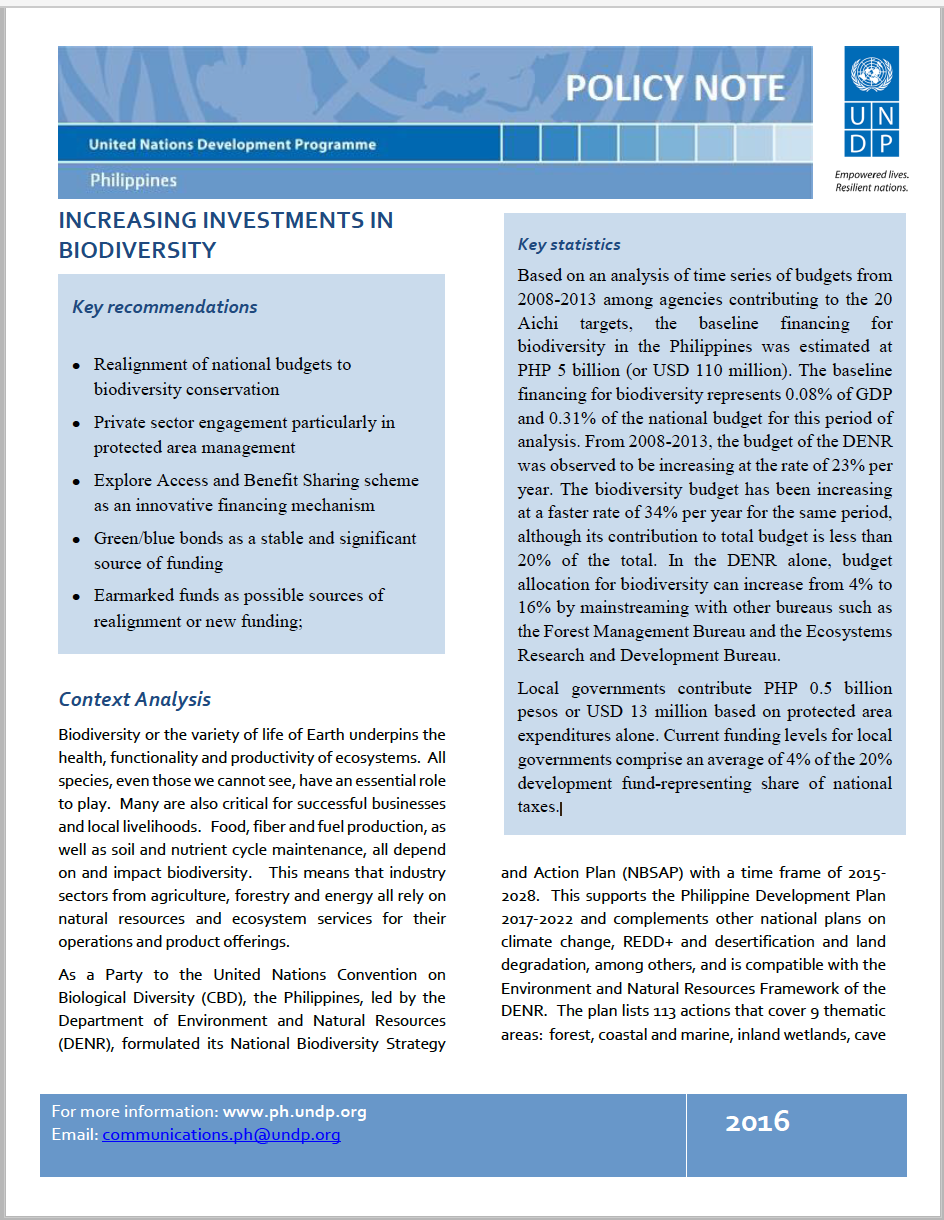 Philippines Finance Plan - Policy Note