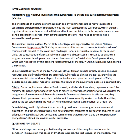 Chile seminar report