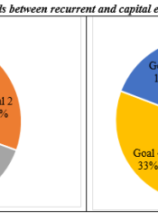 Rwanda's fiance needs distributed between recurrent & capital expenditure by Goal. 