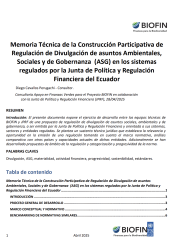 Memoria Tecnica de la Construccion Participativa de Regulacion de Divulgacion de asuntos Ambientales, Sociales y de Gobernanza (ASG)