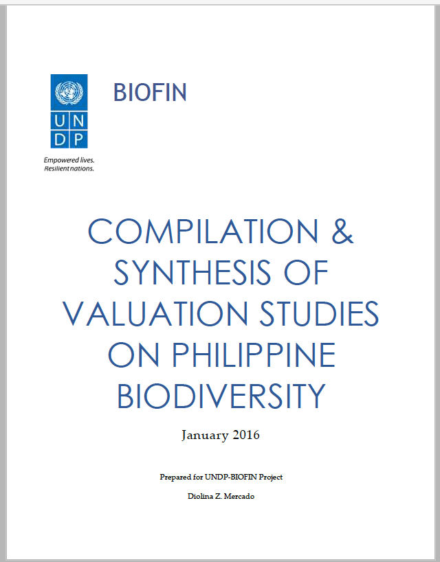 Philippines – Compilation and synthesis of valuation studies on Philippine biodiversity