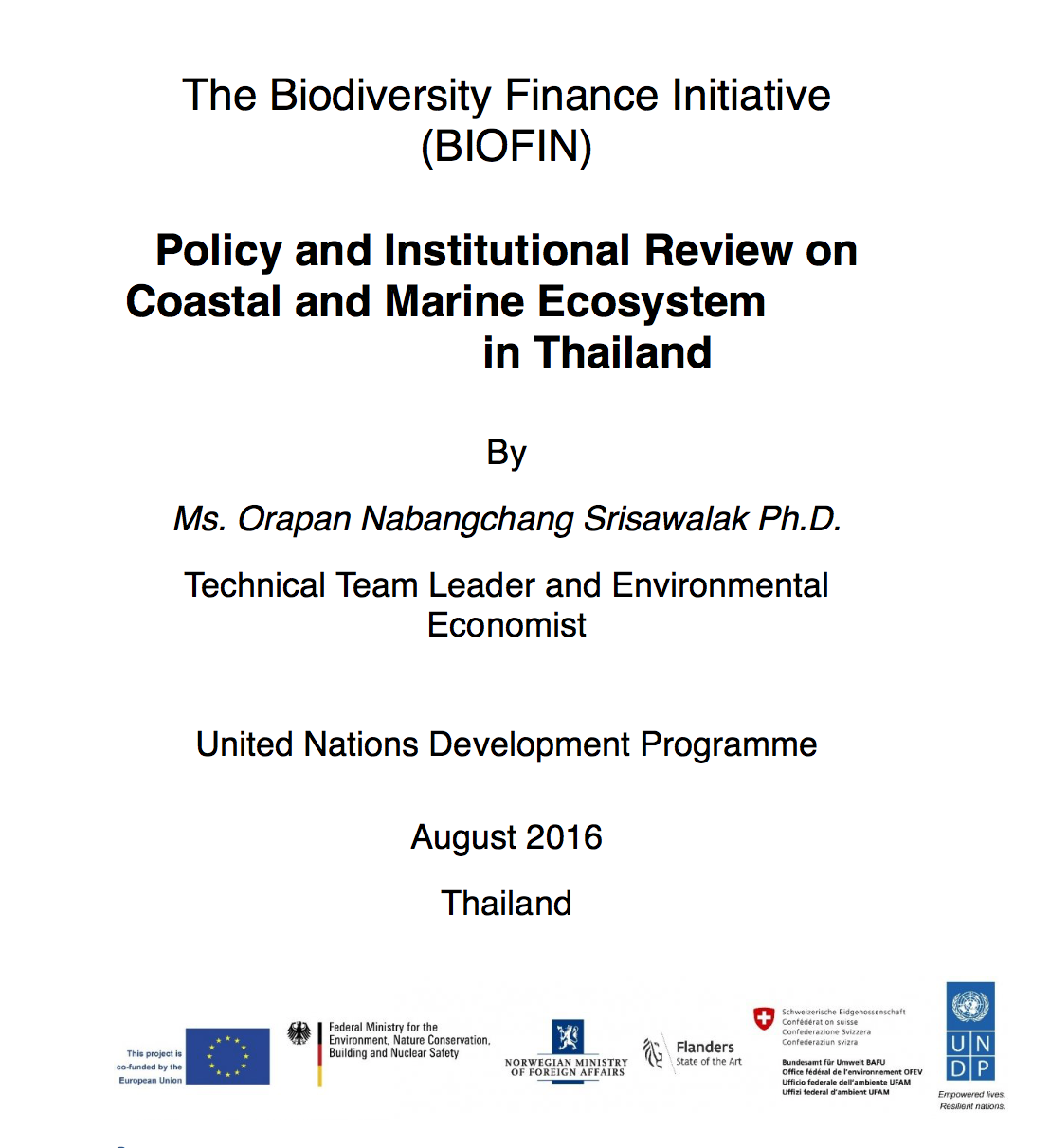 Thailand PIR for Coastal and Marine Ecosystem_Summary