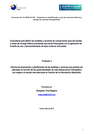 Informe de priorización y planificación de las medidas y acciones que podrían ser aplicadas en función de las particularidades de cada demarcación hidrográfica con mapas a la escala más adecuada en función de la información disponible