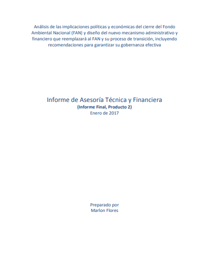Informe de Asesoría Técnica y Financiera (Informe Final, Producto 2)