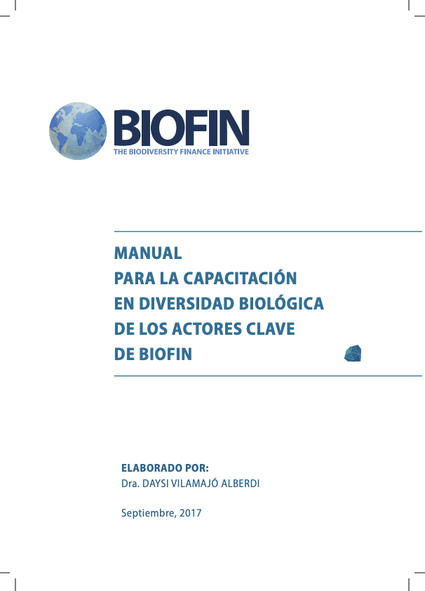 Manual for the training in biological diversity of the key actors of BIOFIN