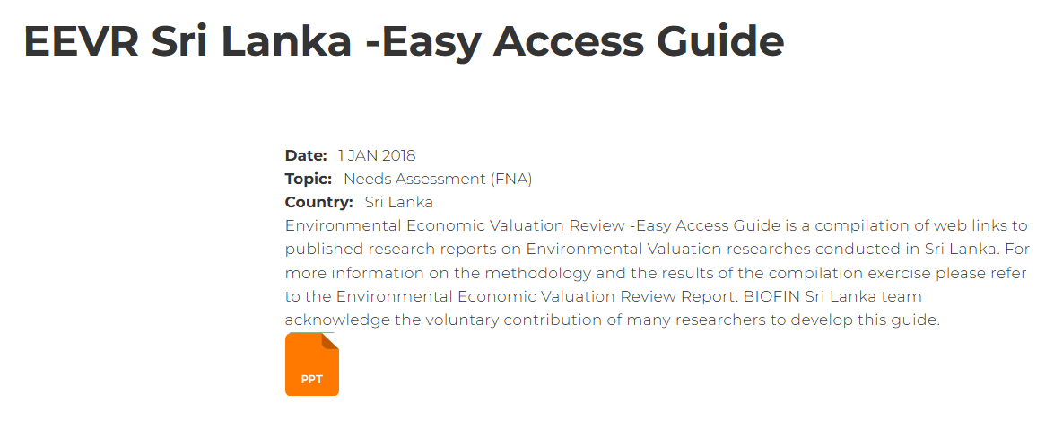 EEVR Sri Lanka -Easy Access Guide