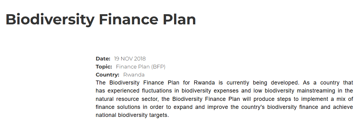 Biodiversity Finance Plan