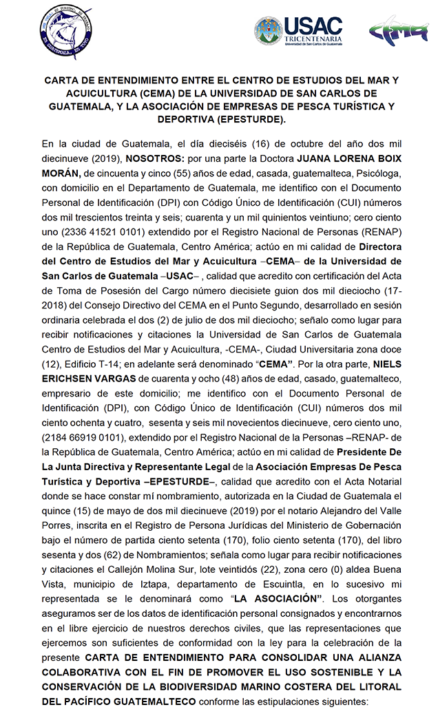 Carta de Entendimiento CEMA – EPESTURDE