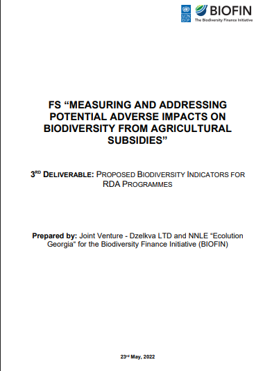PROPOSED BIODIVERSITY INDICATORS FOR RDA PROGRAMMES