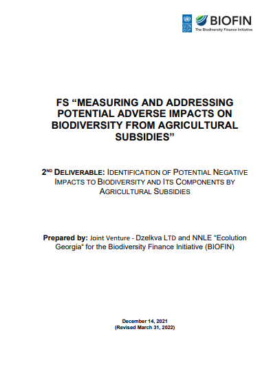 IDENTIFICATION OF POTENTIAL NEGATIVE IMPACTS TO BIODIVERSITY AND ITS COMPONENTS BY AGRICULTURAL SUBSIDIES