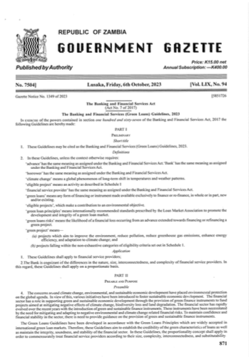 Gazette Notice for the Banking and Financial Services Act ( Green Loans) Guildlines