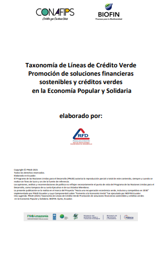 Taxonomía de Líneas de Crédito Verde Promoción de soluciones financieras sostenibles y créditos verdes en la Economía Popular y Solidaria