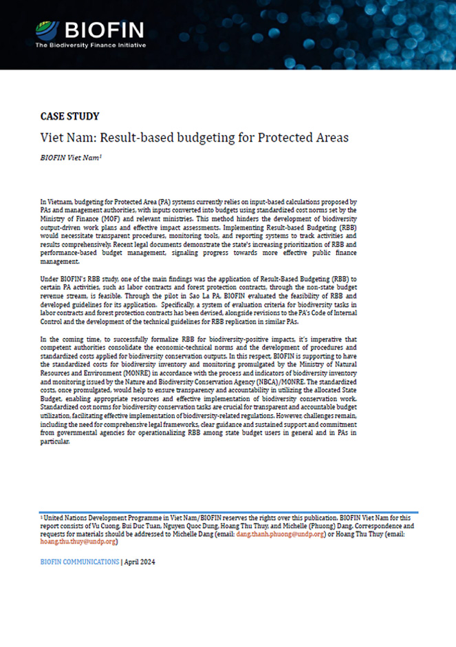 Case study: Result-based budgeting for Protected Areas