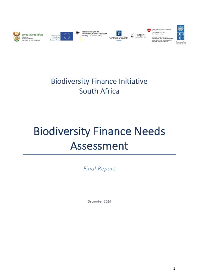 South Africa – Biodiversity Finance Needs Assessment