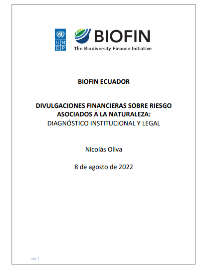 DIVULGACIONES FINANCIERAS SOBRE RIESGO ASOCIADOS A LA NATURALEZA: DIAGNÓSTICO INSTITUCIONAL Y LEGAL